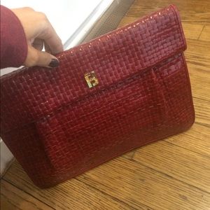 Fendi Red Leather Clutch